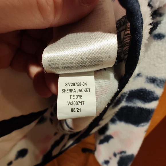 Gap Women's M Pink/Navy Tie-dye Zip-Up Sherpa Fleece Jacket - Picture 6 of 8